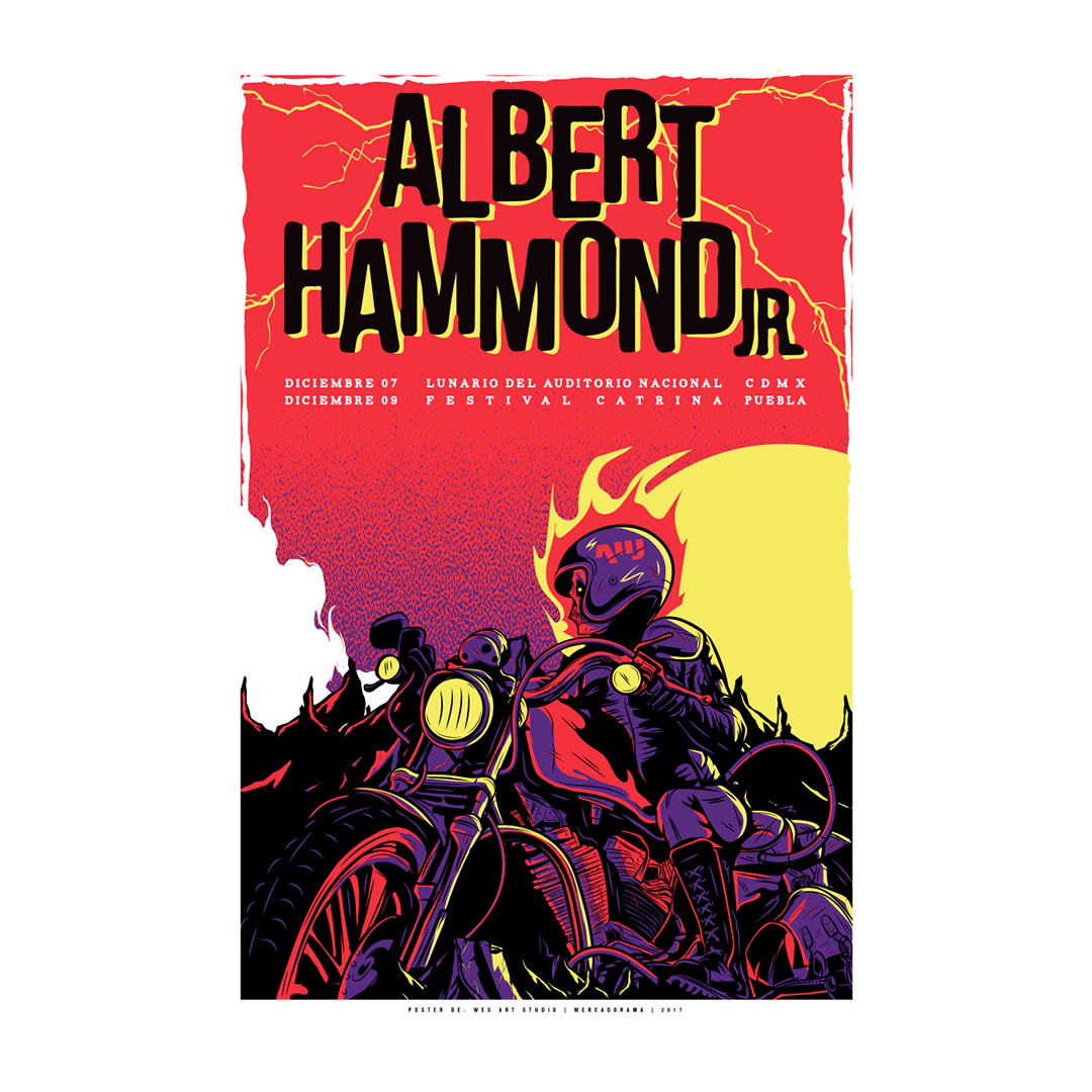 Albert Hammond Jr. Mexico 2017 x Wes Art Studio Gig Poster