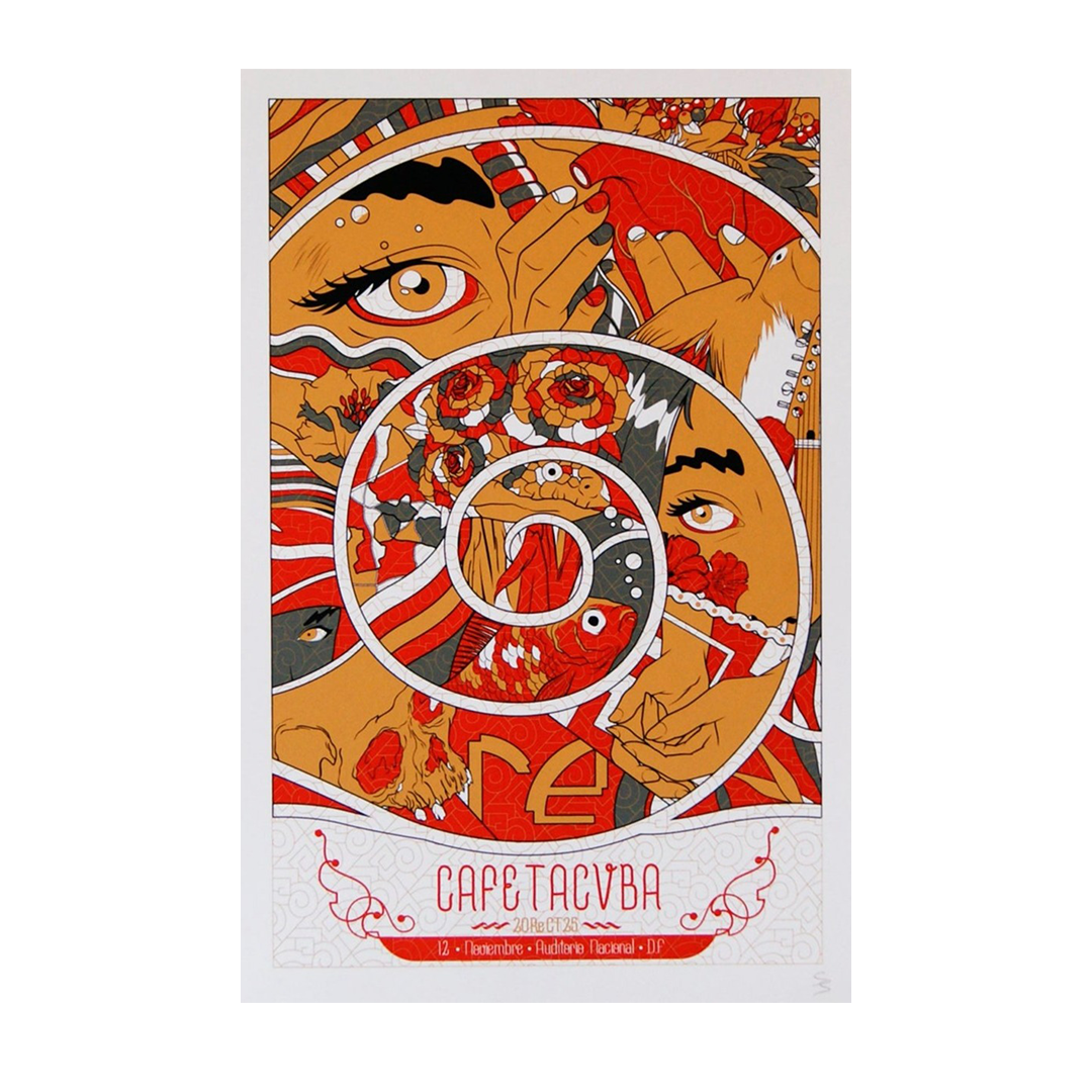 Café Tacvba 20 años de Re México 2014 x Sergio Saucedo Gig Poster