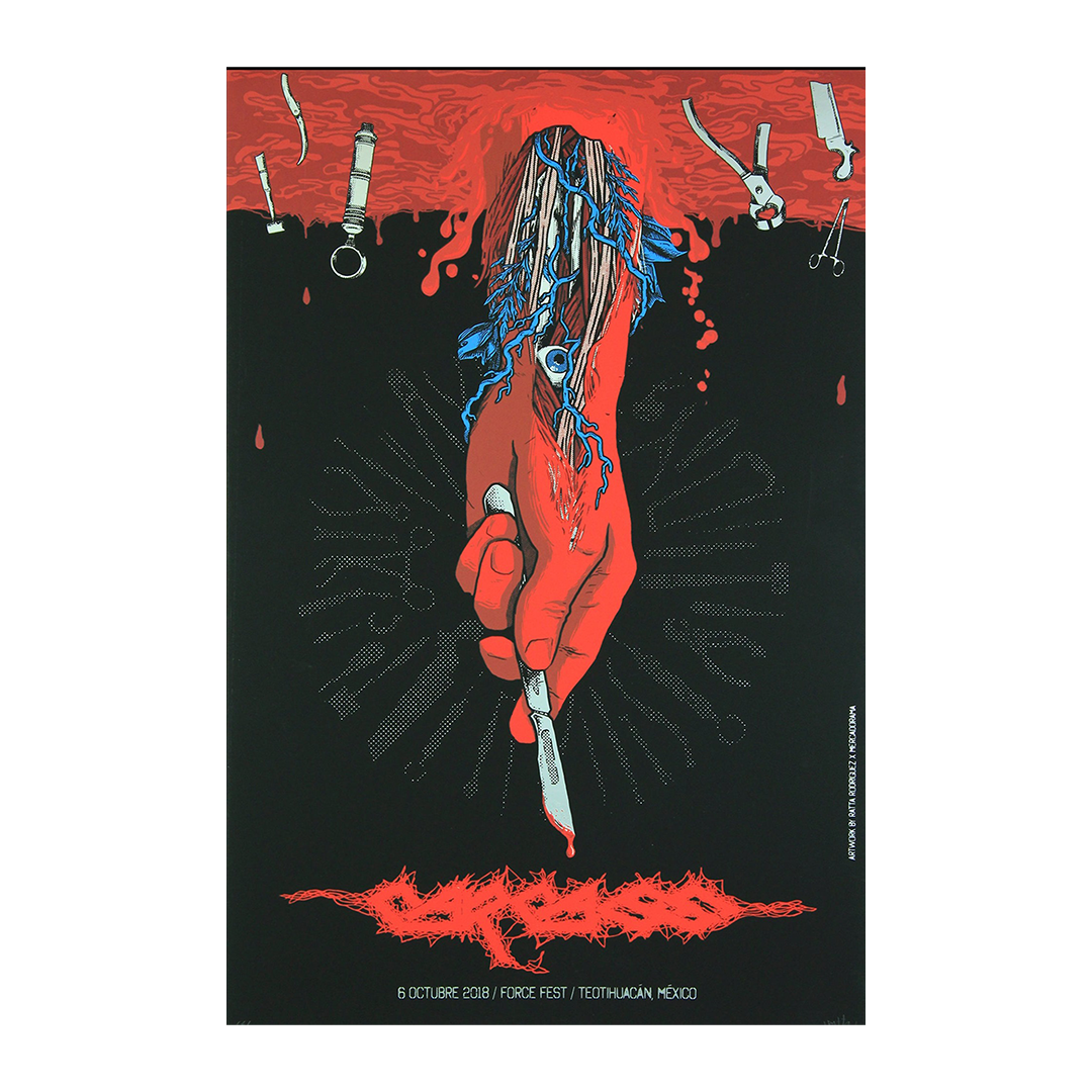 Carcass México 2018 x Ratta Rodríguez Gig Poster