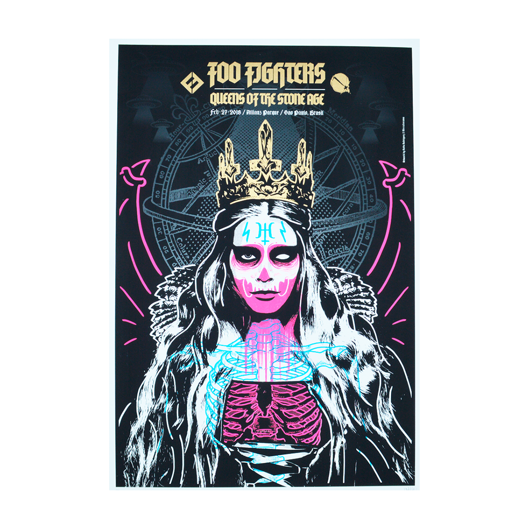 Foo Fighters/Queens of the Stone Age Sao Paulo 2018 Ratta Rodriguez Gig poster