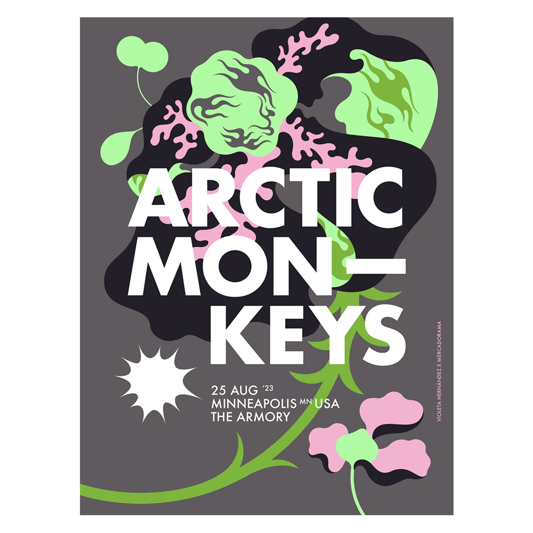 Arctic Monkeys Minneapolis 25 de Agosto 2023 x Violeta Hernández Gig Poster