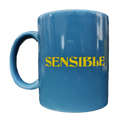 "Sensible, Chingona" Taza Azul Letras Amarillas