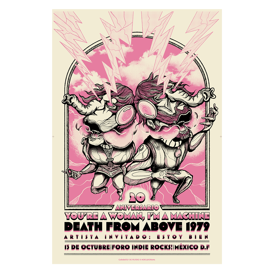 Death from Above 1979 México 2024 x Garabatos de pesero Gig Poster