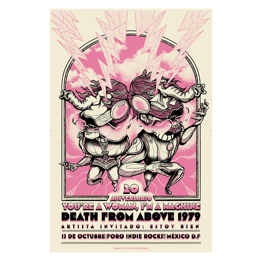 Death from Above 1979 México 2024 x Garabatos de pesero Gig Poster