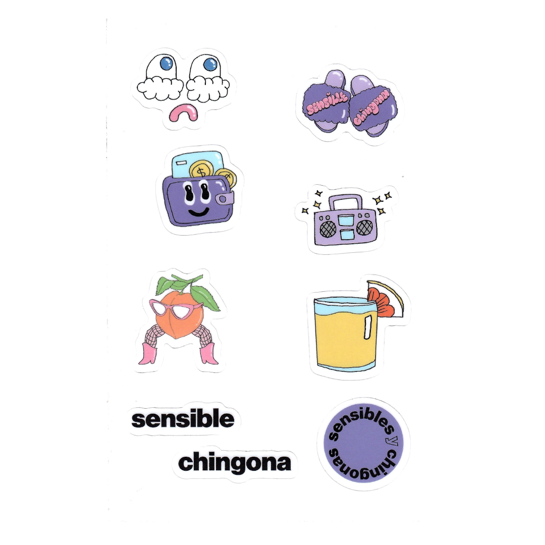 "Sensibles y Chingonas" Planilla de stickers