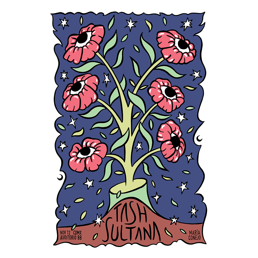 Tash Sultana CDMX x Maria Conejo Gig Poster
